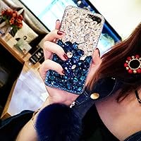 Victor for iPhone 14 13 12 11 Bling Diamond Phone Case,Women 3D Glitter Rhinestone Handmade Jewelled Crystal Cover Silicone Shell with Strap (iPhone 12, Blue)