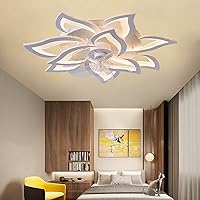 FEHUN Fan with Ceiling Light Reversible Mute Fan Lighting 6 Speeds Bedroom Dimmable Led Ultra-Thin Ceiling Fan Light with Remote Control Modern Living Room Quiet Fan Ceiling Light