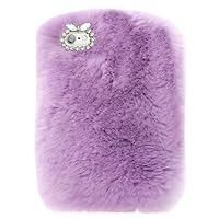 Super Deluxe Luxury Winter Fashion Bling Rhinestone Fuzzy Faux Rabbit Furry Fluffy Beaver Rex Rabbit Fur Protective Case for Lenovo Tab 2 A7-20F 7.0 inch(Light Purple)