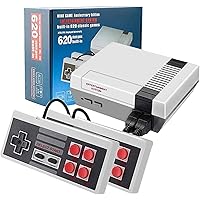 Classic Retro Game Console Mini Video Game Consoles with 620 Games - AV Output (Black-Grey)
