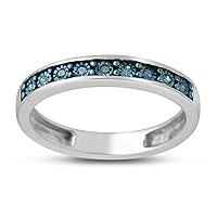 Mother's Day Gift For Her 0.05 Carat Total Weight (cttw) Sterling Silver Diamond Band with Miracle Plates