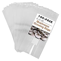 TonGass 100-Pack Autoclavable Mushroom Growing Bag Bulk with Microporous Filter Patchs - Large 8