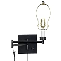 Franklin Iron Works Modern Indoor Swing Arm Wall Mounted Lamp Base with Cord Bronze Espresso Plug-in Light Fixture Dimmable for Bedroom Bedside House Reading Living Room Home Hallway Dining Kitchen