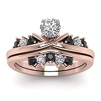Choose Your Gemstone Modern Round Diamond CZ Wedding Set Rose Gold Plated Round Shape Wedding Ring Sets Ornaments Surprise for Wife Symbol of Love Clarity Comfortable US Size 4 to 12