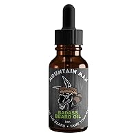 Badass Beard Care Oil for Men - Mountain Man Scent, 1 oz - All Natural Ingredients, Keeps Beard and Mustache Full, Soft and Healthy