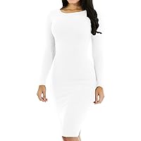 Haola Women's Pencil Bodycon Dress Sexy Casual Long Sleeve Ruched Tight Midi Club Party Dress