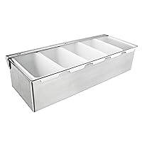New Star Foodservice 48032 Stainless Steel Condiment Dispenser with 5 Compartments (NO ICE Tray Included)