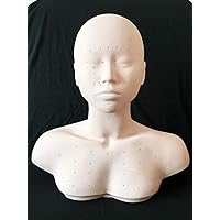 WellieSTR Closed Eyes Mannequin Head With Shoulder Acupoint Acupuncture Massage Makeup Eyelash Extension Practice Model Head (Stlye A)