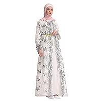Traje Arabe Mujer Two Piece Formal Dress Muslim Cardigan for Women 2024 Islamic Dubai Abaya Open Front Long Dress Middle East Arabian Robe White Large