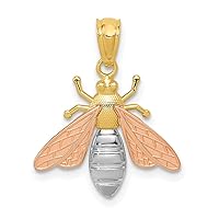 14k Two-tone w/White Rhodium Polished Bee Pendant Fine Jewelry Gift For Her For Women