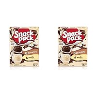Snack Pack Chocolate and Vanilla Flavored Pudding Cups Family Pack, 12 Count Pudding Cups (Pack of 2)