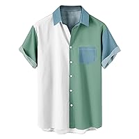 Men's Vintage Bowling Shirt Short Sleeve Casual Button Down Shirts Summer Beach Vacation Hawaiian Shirt for Men
