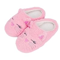 MEJORMEN Girls Fluffy House Slippers Cozy Plush Slip-on House Shoes Kids Warm Bedroom Slippers Memory Foam Slippers for Indoor Outdoor
