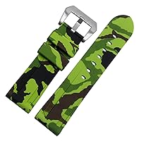 24mm Camouflage Diver Rubber Silicone Watch Band PVD Tang Buckle Strap Fits For Panerai Luminor