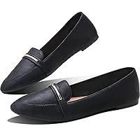 Obtaom Women's Pointy Toe Loafer Flat Comfortable Faux Suede Work Shoes,Cute Penny Loafer Slip On Ballet Flat