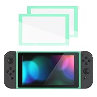 eXtremeRate Mint Green Colorful Border Screen Protector + Replacement Shell Front Frame for Nintendo Switch Console with Volume Up Down Power Buttons - Console NOT Included