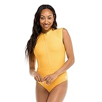 Body Glove Women's Standard Manny Zip Front Cap-Sleeve One Piece Swimsuit with UPF 50+