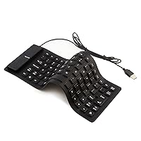 Foldable Silicone Wired Silent Keyboard, 85-Key Portable Soft Rubber Lightweight Waterproof USB Rollup Keyboard with 4.53ft for Laptop PC Computer Travel Office Home (Black)