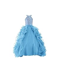Little Girls'Ball Gown Beaded Ruffles Princess Pageant Dresses