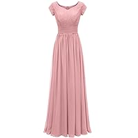 Modest V Neckline Empire Waist Chiffon Bridesmaid Gown Evening Prom Dresses Size 17W- Pink