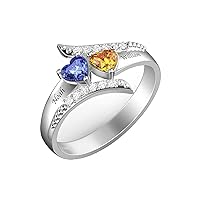 10K/14K/18K Gold Natural Diamond Personalized Birthstone Rings for Women Infinity Promise Rings Custom 1-3 Names Engraved Engagement Ring for Mom Wife