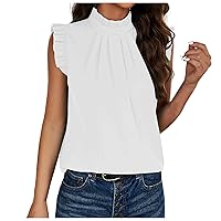 Womens Short Sleeve Tunic Tops Women Fashion Solid Casual Loose Comfort Round Neck Sleeveless Shirt Top