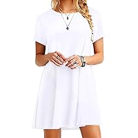 OMZIN Womens Short Sleeve Summer Loose Dress Simple A Line T Shirt Dress Plus Size 2XS-5XL