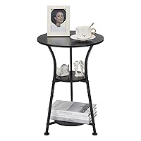 Dulcii Small Round End Table for Narrow and Small Space, 3-Tier Round Accent Couch Beside Table, Modern Side Table Corner Sofa Table Nightstand for Living Room Bedroom,Black