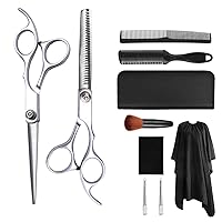 10 pcs Professional Hair Cutting Scissors Sets Hairdressing Scissors Multifunction Salon Thinning Scissors Straight Shears Tools Gifts with Comb Cape