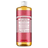 Pure-Castile Liquid Soap (Rose, 32 ounce) - Made with Organic Oils, 18-in-1 Uses: Face, Body, Hair, Laundry, Pets & Dishes, Concentrated, Vegan, Non-GMO