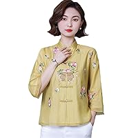 Embroidery Chinese Tops Women Eleganti Shirt Autumn Ethnic Style Tang Suit Coat Female Vintage Hanfu Blouse