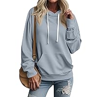 Exercise Shirts Women Autumn And Winter Solid Color Pullover Hooded Drawstring Sweatshirt Long Sleeve Fashion