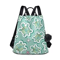 ALAZA Turtles And Starfish on Blue Backpack Purse with Adjustable Straps