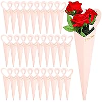 Geelin 30 Pack Flower Bouquet Bags Heart Box Single Flower Sleeves Love Floral Wrapping Paper Gift Florist Packaging Supplies for Valentines Day Wedding Christmas Without Flower(Light Pink)