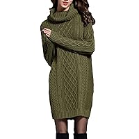 Women Turtleneck Sweaters Cable Chunky Knit Dress Long Sleeve Pullover Sweater Dresses 2023 Fashion Fall Outfits