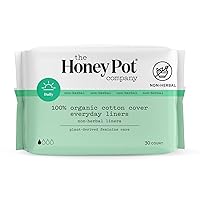 The Honey Pot Company - Non-Herbal Everyday Panty Liners - Organic Pads for Women - Cotton Cover, and Ultra-Absorbent Pulp Core - Feminine Care - 30 ct