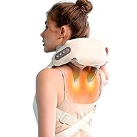 Wearable Neck Shoulder Massager, Deep Tissue Shiatsu Back Massagers with Heat for Pain Relief, Electric Human-Hand Kneading Squeeze Muscles Massage Pillow, Gifts for Women Men Full Body Use