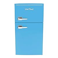 West Bend Mini Fridge with Freezer Retro-Styled for Home Office or Dorm, Manual Defrost and Adjustable Temperature, 3 Cu.Ft, Blue