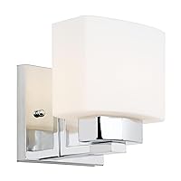 Design House Dove Creek Wall Light Sconce – Dimmable with Frosted Glass for Hallway, Bathroom, Foyer, Bedroom – Polished Chrome, 589663