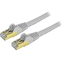 StarTech.com 25 ft CAT6a Ethernet Cable-10 Gigabit Shielded Snagless RJ45 100W PoE Patch Cord-10GbE STP Category 6a Network Cable w/Strain Relief-Gray Fluke Tested UL/TIA Certified(C6ASPAT25GR)Grey