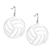 Stainless Steel Volleyball Necklace Dainty Volleyball Pendant Bracelet Earring Fashion Sport Ball Jewelry For Team Athlete Coach Volleyball Lovers