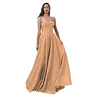 Spaghetti Strap Sequin Prom Dresses for Women 2024 Sparkly Long A-Line Corset Evening Ball Gown with Slit Orange