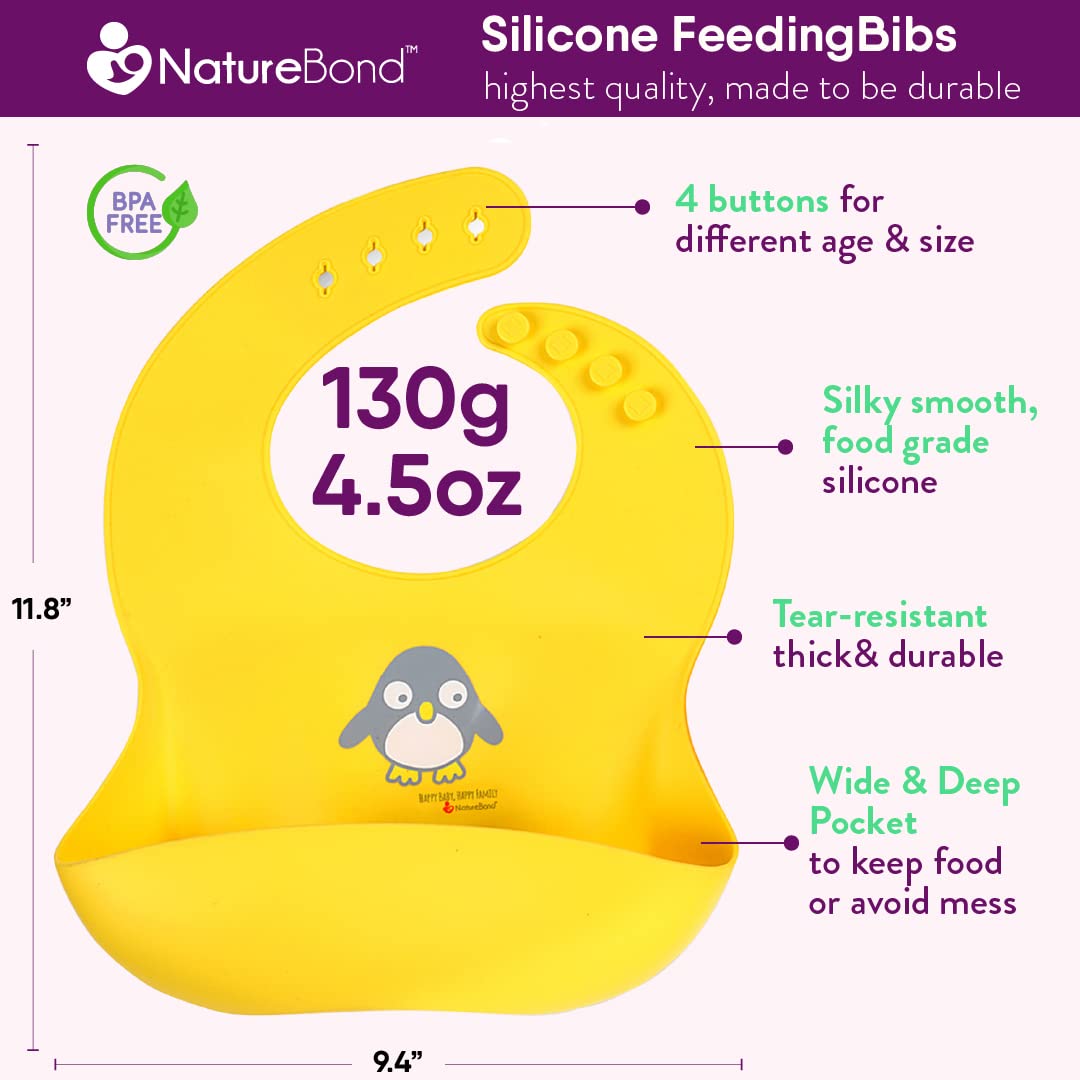 NatureBond Silicone Baby Bibs Easily Wipe Clean With Waterproof Pouch (2 PCs)