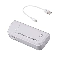 Portable AA Battery Travel Charger Compatible with Realme GT Neo 5 240W and Emergency Re-Charger with LED Light! (Takes 2 AA Batteries,USB Type-C) [White]