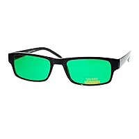 Black Rectangle Frame Color Lens Sunglasses Spring Hinge