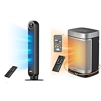 Dreo Tower Fan for Bedroom, 24ft/s Velocity Quiet Floor Fan, 90° Oscillating Fans for Indoors & 1500W Smart Space Heaters for Indoor Use, Portable Heater with 70°Oscillation