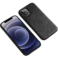 Luxury Leather Business Phone Case Back Cover for iPhone 13 14 12 11 Pro Max Mini X XS XR SE 8 7 Plus Shell, Soft TPU Precision Hole Lens Protection(14 Max,Black)