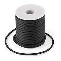 Pandahall 16.5 Yards/Roll 4mm Hollow Pipe Tubuing Rubber Cord with 2mm Hole Solid Rubber Tube Cord with Plasic Spool (Black)