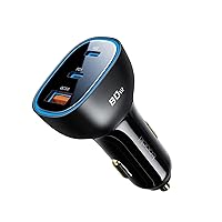 80W USB C Car Charger, 3-Port Cigarette Lighter USB Charger Adapter, QC&PD Type C Car Charger Adapter Fast Charging for iPhone 15/14/13/12 Pro Max Samsung Galaxy S23/22/21 Pixel iPad Pro