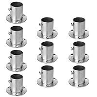 10PCS Closet Rod Flange, Stainless Steel Curtain Rod Support Bracket Round Shower Rod Flanges Wardrobe Rod Support End Caps (Fit 25.4mm / 1'' Pipe), Set Screws, Thickness 1.8mm
